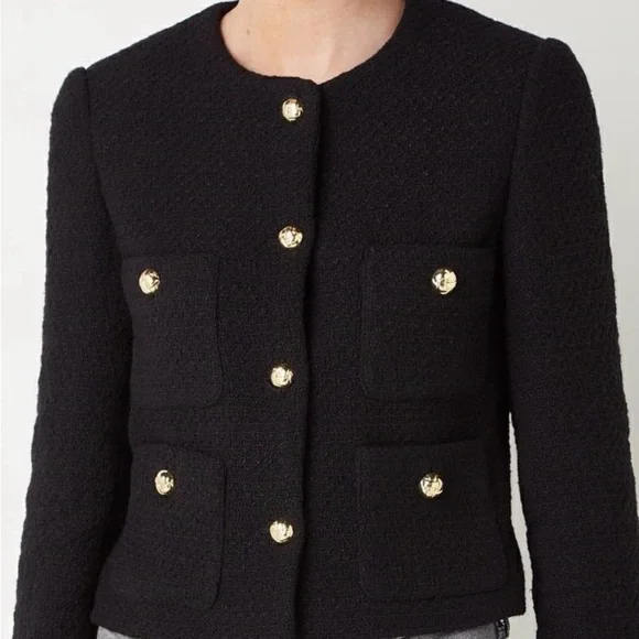 Mango Black Tweed Jacket with Gold Buttons - Picture 3 of 5